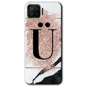 Oppo A73 Pembe Mermer Desenli U Harfi Baskılı Uyumlu Silikon Kılıf