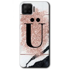 Oppo A73 Pembe Mermer Desenli U Harfi Baskılı Uyumlu Silikon Kılıf