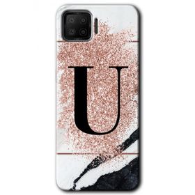 Oppo A73 Pembe Mermer Desenli U Harfi Baskılı Uyumlu Silikon Kılıf