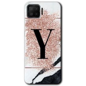 Oppo A73 Pembe Mermer Desenli Y Harfi Baskılı Uyumlu Silikon Kılıf