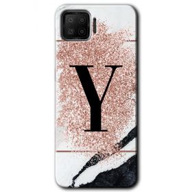 Oppo A73 Pembe Mermer Desenli Y Harfi Baskılı Uyumlu Silikon Kılıf