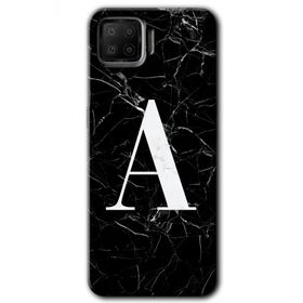 Oppo A73 Siyah Mermer Desenli A Harfi Baskılı Uyumlu Silikon Kılıf
