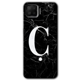 Oppo A73 Siyah Mermer Desenli C Harfi Baskılı Uyumlu Silikon Kılıf