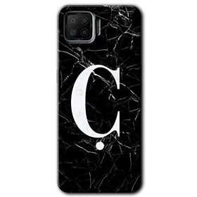 Oppo A73 Siyah Mermer Desenli C Harfi Baskılı Uyumlu Silikon Kılıf