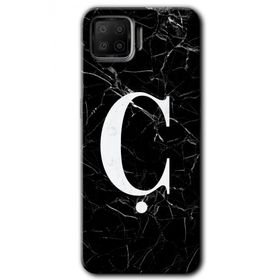 Oppo A73 Siyah Mermer Desenli C Harfi Baskılı Uyumlu Silikon Kılıf