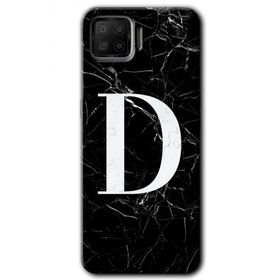 Oppo A73 Siyah Mermer Desenli D Harfi Baskılı Uyumlu Silikon Kılıf