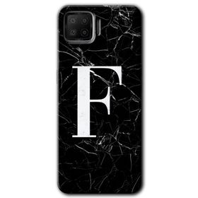 Oppo A73 Siyah Mermer Desenli F Harfi Baskılı Uyumlu Silikon Kılıf