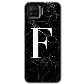 Oppo A73 Siyah Mermer Desenli F Harfi Baskılı Uyumlu Silikon Kılıf