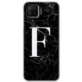 Oppo A73 Siyah Mermer Desenli F Harfi Baskılı Uyumlu Silikon Kılıf