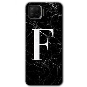 Oppo A73 Siyah Mermer Desenli F Harfi Baskılı Uyumlu Silikon Kılıf