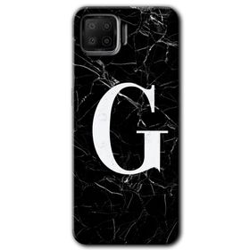 Oppo A73 Siyah Mermer Desenli G Harfi Baskılı Uyumlu Silikon Kılıf