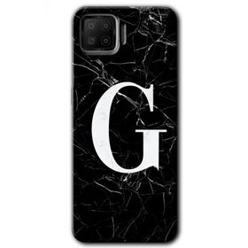 Oppo A73 Siyah Mermer Desenli G Harfi Baskılı Uyumlu Silikon Kılıf
