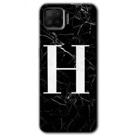 Oppo A73 Siyah Mermer Desenli H Harfi Baskılı Uyumlu Silikon Kılıf