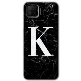 Oppo A73 Siyah Mermer Desenli K Harfi Baskılı Uyumlu Silikon Kılıf