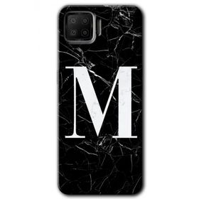 Oppo A73 Siyah Mermer Desenli M Harfi Baskılı Uyumlu Silikon Kılıf