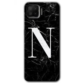 Oppo A73 Siyah Mermer Desenli N Harfi Baskılı Uyumlu Silikon Kılıf