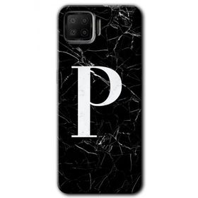 Oppo A73 Siyah Mermer Desenli P Harfi Baskılı Uyumlu Silikon Kılıf