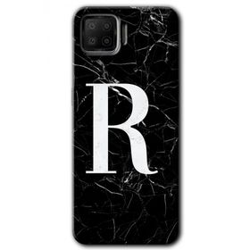 Oppo A73 Siyah Mermer Desenli R Harfi Baskılı Uyumlu Silikon Kılıf