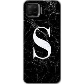 Oppo A73 Siyah Mermer Desenli S Harfi Baskılı Uyumlu Silikon Kılıf