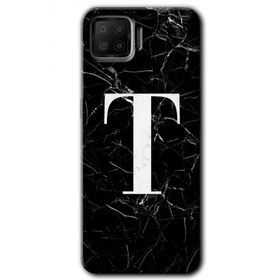 Oppo A73 Siyah Mermer Desenli T Harfi Baskılı Uyumlu Silikon Kılıf