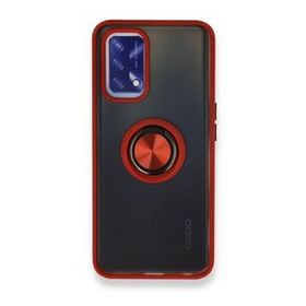 OPPO A74 4G Montreal Yüzüklü Silikon Kapak Kırmızı Kılıf