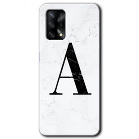 Oppo A74 Beyaz Mermer Desenli A Harfi Baskılı Uyumlu Silikon Kılıf