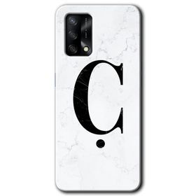 Oppo A74 Beyaz Mermer Desenli Ç Harfi Baskılı Uyumlu Silikon Kılıf