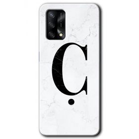 Oppo A74 Beyaz Mermer Desenli Ç Harfi Baskılı Uyumlu Silikon Kılıf
