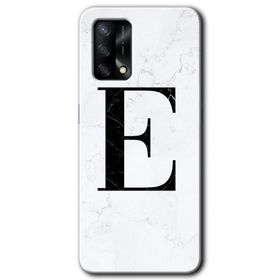 Oppo A74 Beyaz Mermer Desenli E Harfi Baskılı Uyumlu Silikon Kılıf