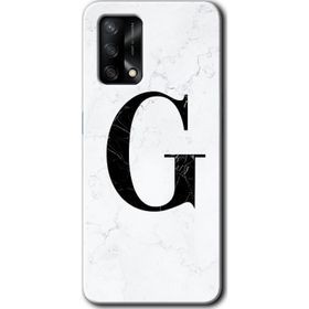 Oppo A74 Beyaz Mermer Desenli G Harfi Baskılı Uyumlu Silikon Kılıf