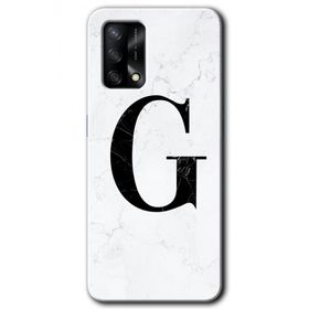 Oppo A74 Beyaz Mermer Desenli G Harfi Baskılı Uyumlu Silikon Kılıf