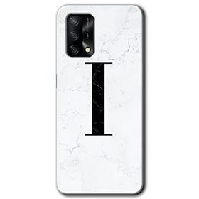 Oppo A74 Beyaz Mermer Desenli I Harfi Baskılı Uyumlu Silikon Kılıf