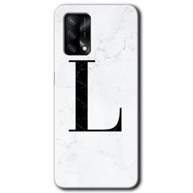 Oppo A74 Beyaz Mermer Desenli L Harfi Baskılı Uyumlu Silikon Kılıf