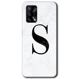 Oppo A74 Beyaz Mermer Desenli Ş Harfi Baskılı Uyumlu Silikon Kılıf