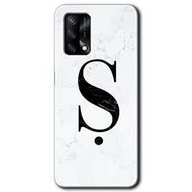 Oppo A74 Beyaz Mermer Desenli Ş Harfi Baskılı Uyumlu Silikon Kılıf