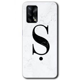 Oppo A74 Beyaz Mermer Desenli Ş Harfi Baskılı Uyumlu Silikon Kılıf