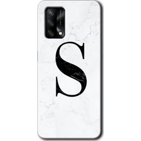 Oppo A74 Beyaz Mermer Desenli Ş Harfi Baskılı Uyumlu Silikon Kılıf