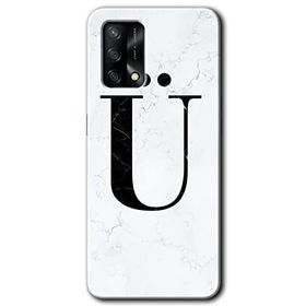 Oppo A74 Beyaz Mermer Desenli U Harfi Baskılı Uyumlu Silikon Kılıf