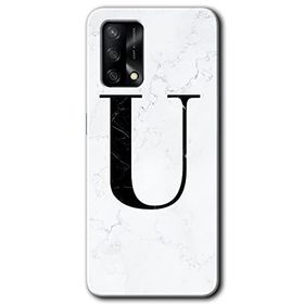 Oppo A74 Beyaz Mermer Desenli U Harfi Baskılı Uyumlu Silikon Kılıf