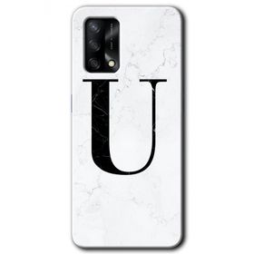 Oppo A74 Beyaz Mermer Desenli U Harfi Baskılı Uyumlu Silikon Kılıf