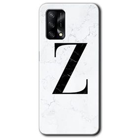 Oppo A74 Beyaz Mermer Desenli Z Harfi Baskılı Uyumlu Silikon Kılıf