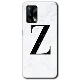 Oppo A74 Beyaz Mermer Desenli Z Harfi Baskılı Uyumlu Silikon Kılıf