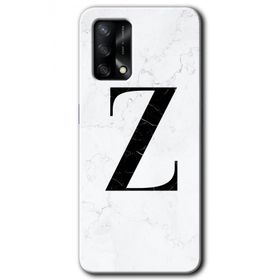 Oppo A74 Beyaz Mermer Desenli Z Harfi Baskılı Uyumlu Silikon Kılıf