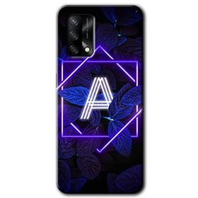 Oppo A74 Dark Neon Yaprak A Harfi Baskılı Uyumlu Silikon Kılıf