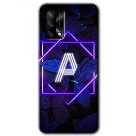 Oppo A74 Dark Neon Yaprak A Harfi Baskılı Uyumlu Silikon Kılıf