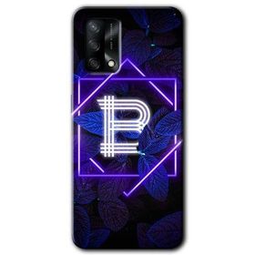 Oppo A74 Dark Neon Yaprak B Harfi Baskılı Uyumlu Silikon Kılıf