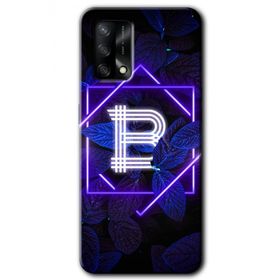 Oppo A74 Dark Neon Yaprak B Harfi Baskılı Uyumlu Silikon Kılıf