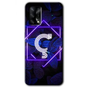 Oppo A74 Dark Neon Yaprak C Harfi Baskılı Uyumlu Silikon Kılıf