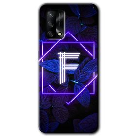 Oppo A74 Dark Neon Yaprak F Harfi Baskılı Uyumlu Silikon Kılıf