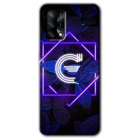 Oppo A74 Dark Neon Yaprak G Harfi Baskılı Uyumlu Silikon Kılıf